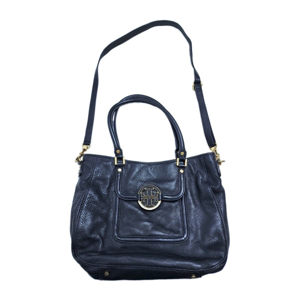 Tory Burch Amanda Classic Leather Hobo Bag Black Shoulder Crossbody